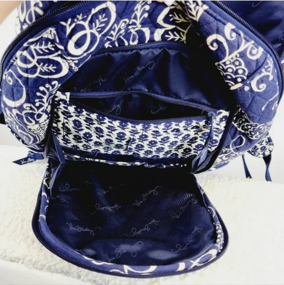 VERA BRADLEY Navy Blue Twirly Birds Backpack - Picture 9 of 16